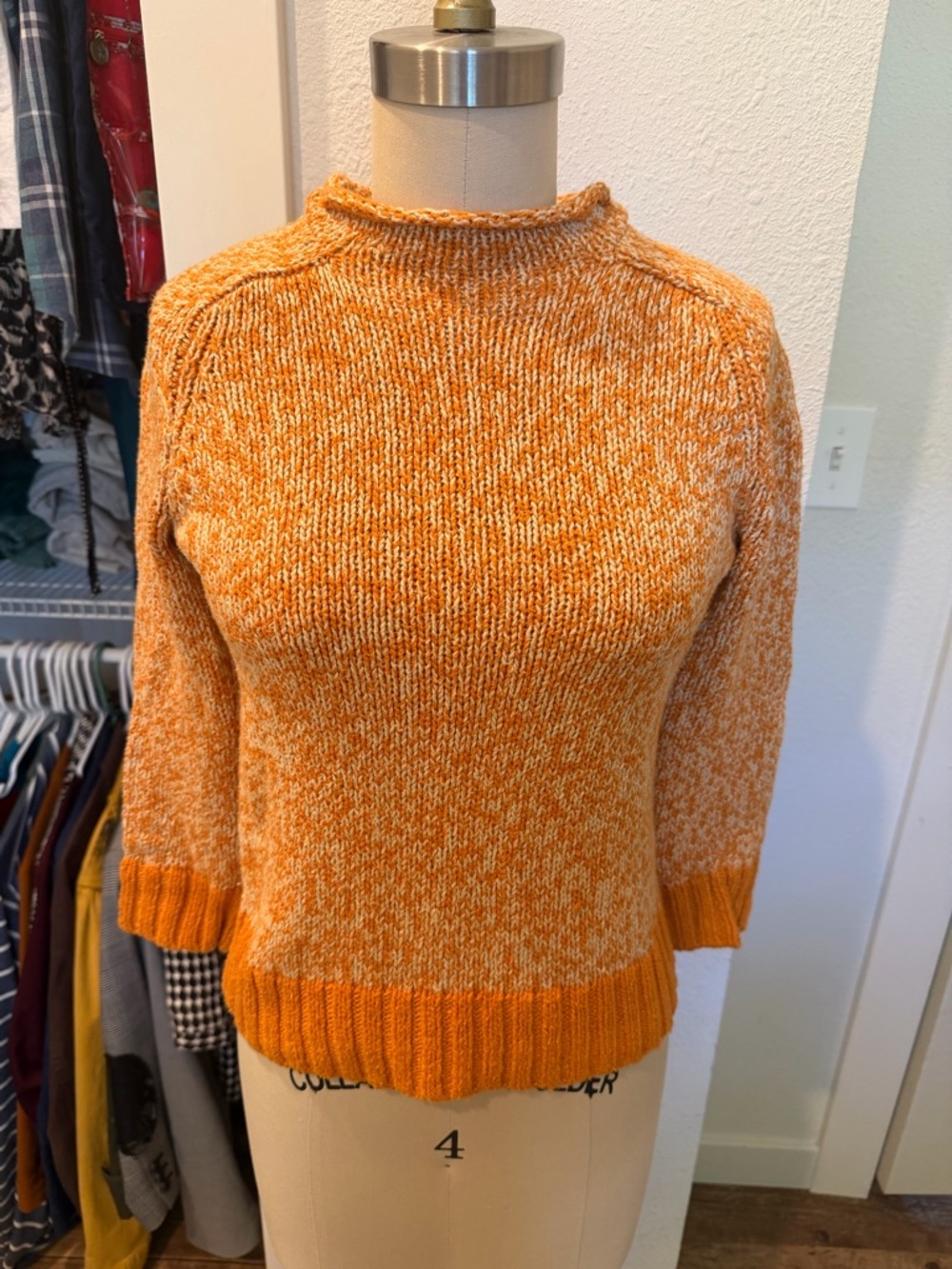 J Crew Orange Knit Crewneck Sweater